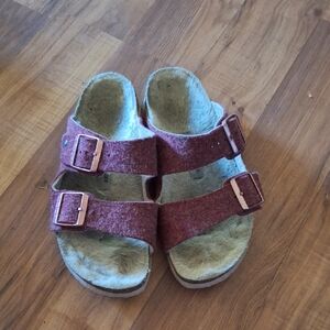Birkenstock Pink Sandals with Adjustable Straps and Contoured Footbed